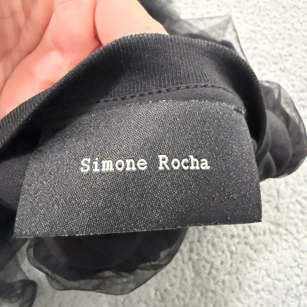 Simone Rocha Black Tulle Puff Sleeve Peplum Top Avant-Garde Tee Blouse Medium - Picture 5 of 11